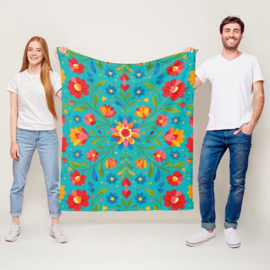 Couverture Polaire Art floral folklorique (En situation)