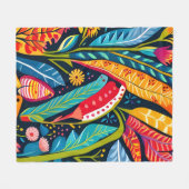 Couverture Polaire Art Floral Otomi Coloré (Devant (Horizontal))
