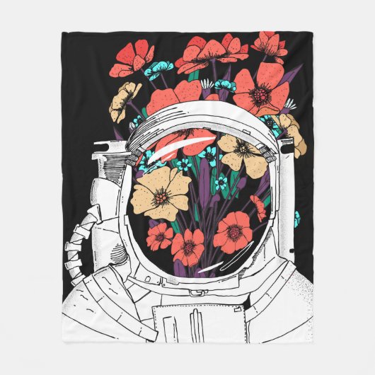 Couverture Polaire Art floral spatial astronaute (Devant)
