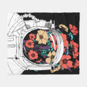 Couverture Polaire Art floral spatial astronaute (Devant (Horizontal))