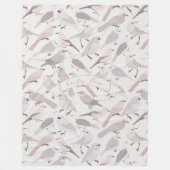 Couverture Polaire Art folklorique personnalisé Mauve Motif d'oiseaux (Devant)