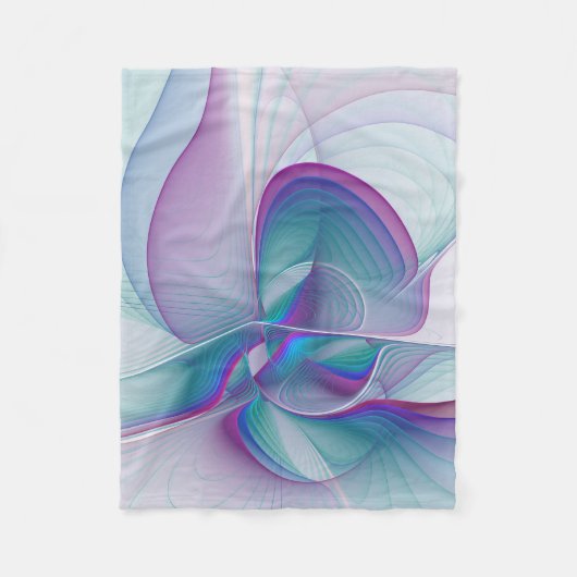 Couverture Polaire Art Fractal Abstrait rose bleu turquoise (Devant)