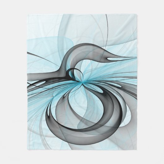 Couverture Polaire Art fractal moderne gris anthracite abstrait bleu (Devant)