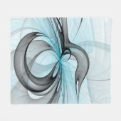 Couverture Polaire Art fractal moderne gris anthracite abstrait bleu (Devant (Horizontal))