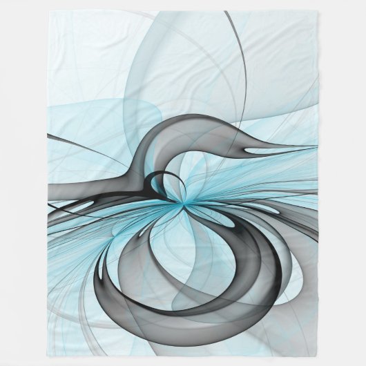Couverture Polaire Art fractal moderne gris anthracite abstrait bleu (Devant)