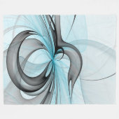 Couverture Polaire Art fractal moderne gris anthracite abstrait bleu (Devant (Horizontal))