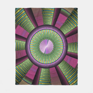Couverture Polaire Art Fractal Moderne Rond Et Coloré