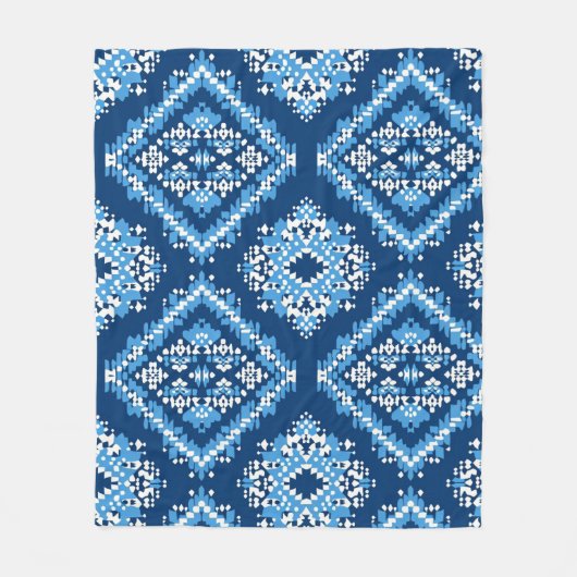 Couverture Polaire Art géométrique bleu aztèque (Devant)
