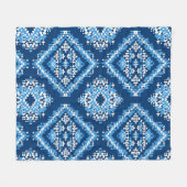 Couverture Polaire Art géométrique bleu aztèque (Devant (Horizontal))