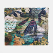 Couverture Polaire art graphique et aquarelle automne coloré noir (Devant (Horizontal))