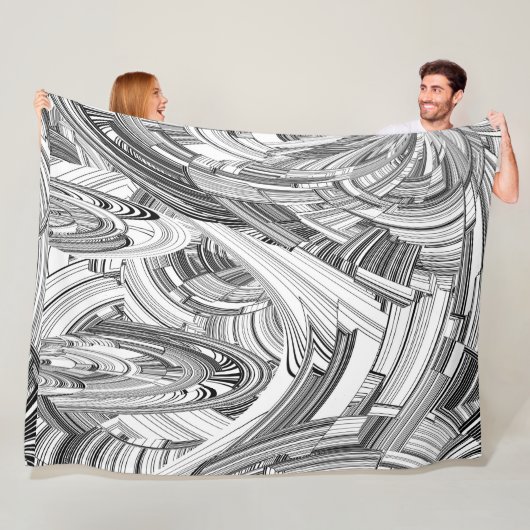 Couverture Polaire Art moderne créatif noir et blanc (En situation)