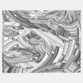 Couverture Polaire Art moderne créatif noir et blanc (Devant (Horizontal))