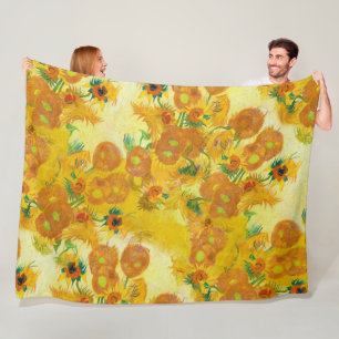 Couverture Polaire Art moderne Jaune Orange Tournesols Peinture à l'h