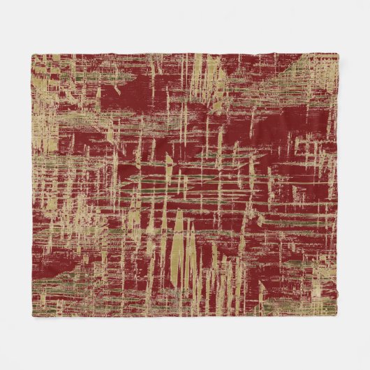 Couverture Polaire Art moderne rouge foncé et d'or (Devant (Horizontal))