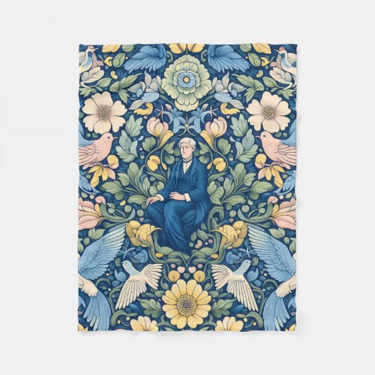 Couverture Polaire Art Morris aux fleurs (Devant)