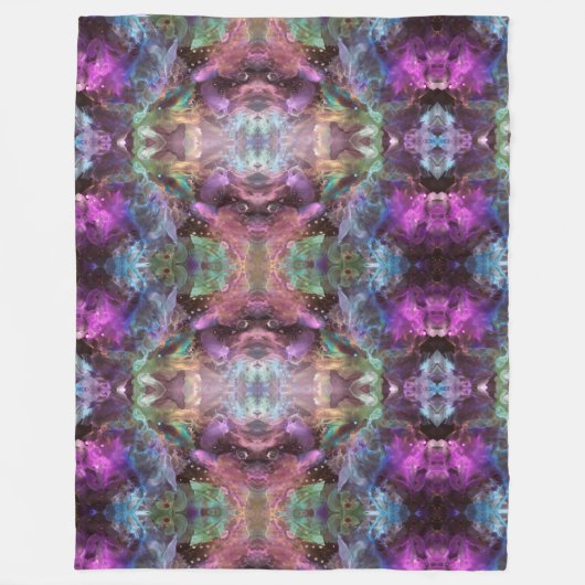 Couverture Polaire Art nébuleuse bleu vert rose noir (Devant)