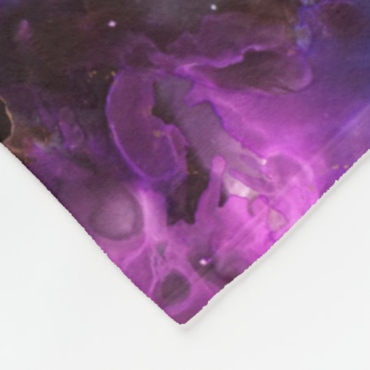 Couverture Polaire Art nébuleuse bleu vert rose noir (Coin)