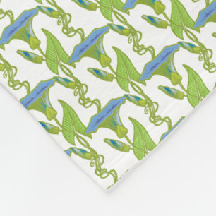 Couverture Polaire Art Nouveau bleu Ipomoea papier peint fleuri damé