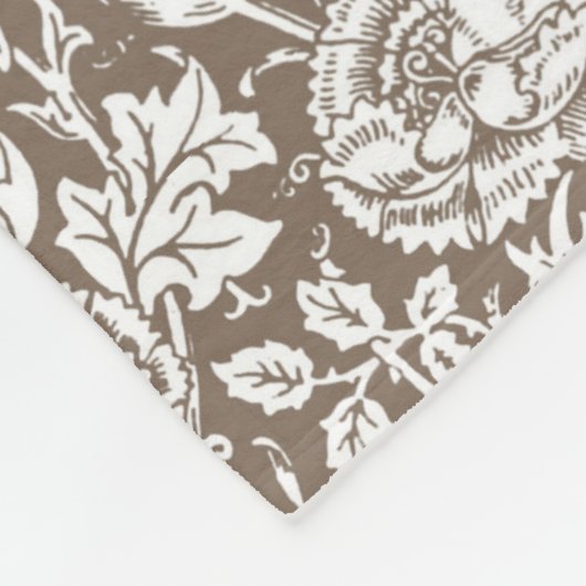 Couverture Polaire Art Nouveau Carnation Damask, Taupe et blanc (Coin)
