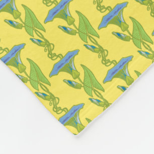 Couverture Polaire Art Nouveau jaune Ipomoea papier peint fleuri damé