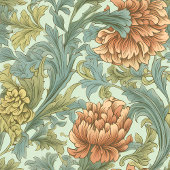 Couverture Polaire Art nouveau Morris style terre cuite vert pastel