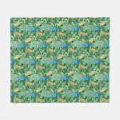 Couverture Polaire Art Nouveau Peacock Print, Cobalt Blue & Green (Devant (Horizontal))