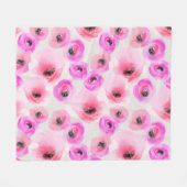 Couverture Polaire Art numérique d'aquarelle rose Fleurs (Devant (Horizontal))