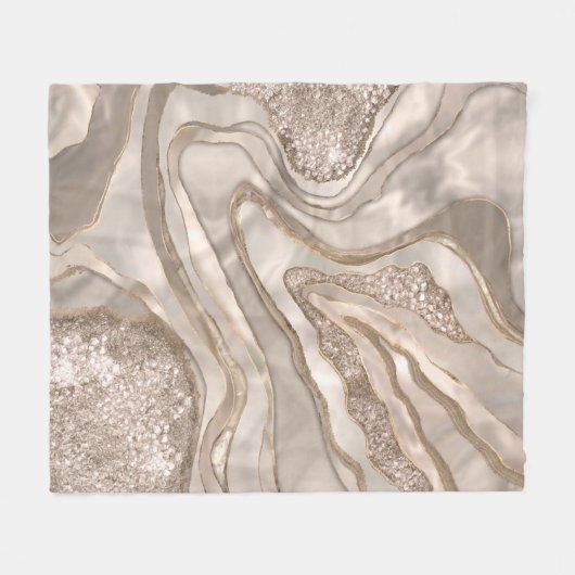 Couverture Polaire Art numérique de perle, diamants et géode platine (Devant (Horizontal))