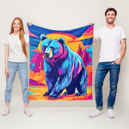 Couverture Polaire Art Ours Vibrant (En situation)