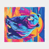 Couverture Polaire Art Ours Vibrant (Devant (Horizontal))