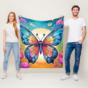 Couverture Polaire Art papillon floral