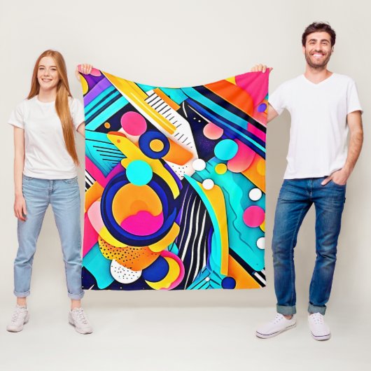 Couverture Polaire Art Pop Abstrait Vibrant (En situation)