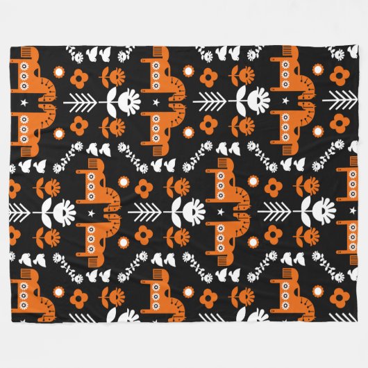 Couverture Polaire Art populaire de cheval scandinave (Devant (Horizontal))