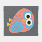 Couverture Polaire Art Populaire de Hibou (Devant (Horizontal))
