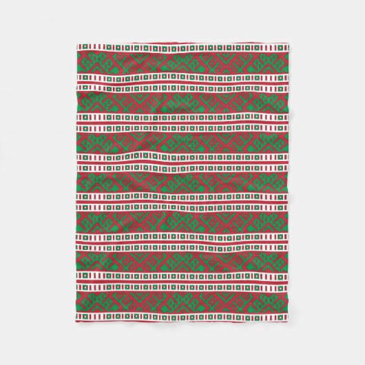 Couverture Polaire Art populaire letton vert et rouge (Devant)