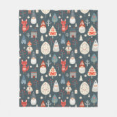 Couverture Polaire Art populaire scandinave avec génomes de Noël (Devant)