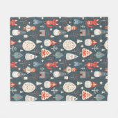 Couverture Polaire Art populaire scandinave avec génomes de Noël (Devant (Horizontal))