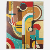 Couverture Polaire Art Rétro Abstrait | Design Jaune et Marron (Devant)