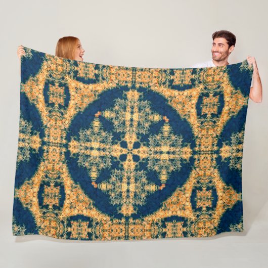 Couverture Polaire Art sacré de roue de médecine de Buffalo indigène (En situation)