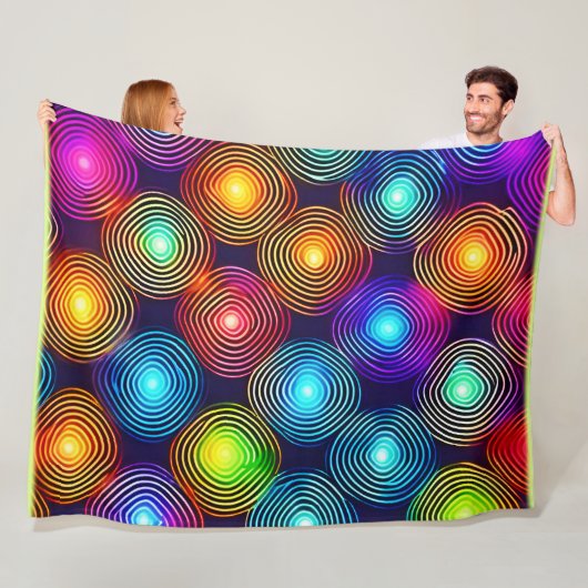 Couverture Polaire Art Spiral Abstrait Multicolore Vibrant (En situation)