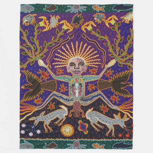 Couverture Polaire Art tribal ethnique Boho de déesse aztèque maya