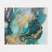 Couverture Polaire Artabstracte turquoise d'alcool d'alcool noir, art (Devant (Horizontal))