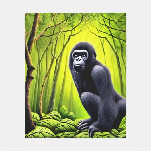 Couverture Polaire Artsy Abstrait Jungle Gorilla (Devant)