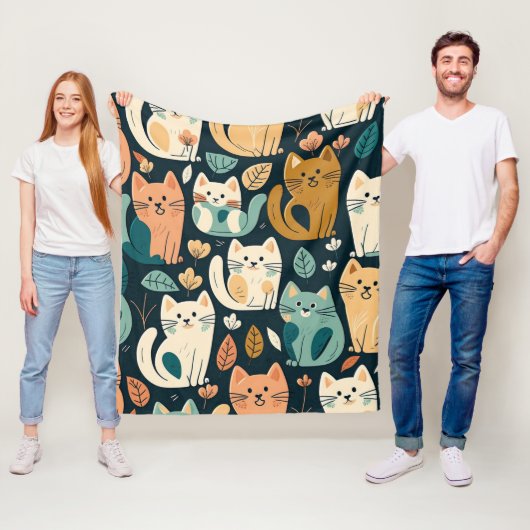 Couverture Polaire Artsy Chat Motif mignonne (En situation)