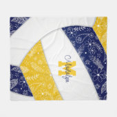 Couverture Polaire artsy doodle marine bleu or boho volleyball (Devant (Horizontal))