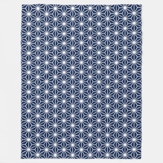 Couverture Polaire Asanoha Style - Blanc sur Dk Blue 001744 (Devant)