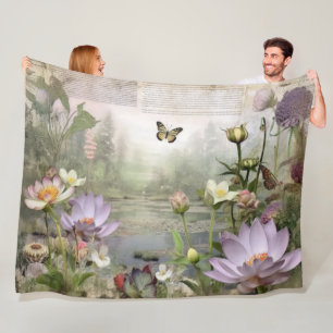 Couverture Polaire Asiatique Botanical Bliss Vintage Nénuphar Delft