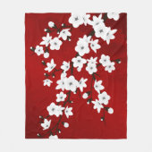 Couverture Polaire Asie Floral blanc cerisier rouge (Devant)
