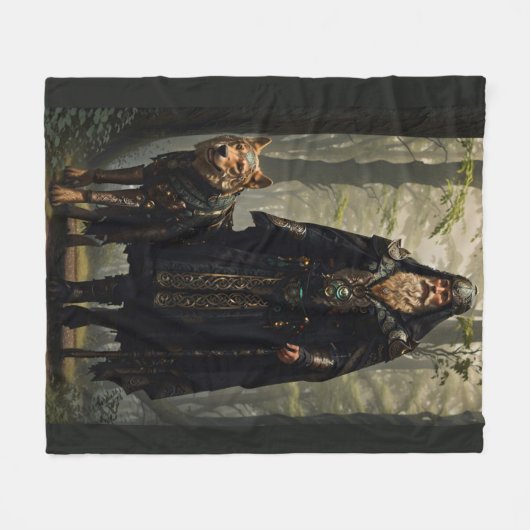 Couverture Polaire Assistant celtique et loup (Devant (Horizontal))