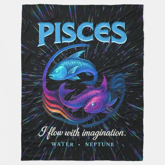 Couverture Polaire Astrologie inspirée de la bande de rock des Pisces (Devant)